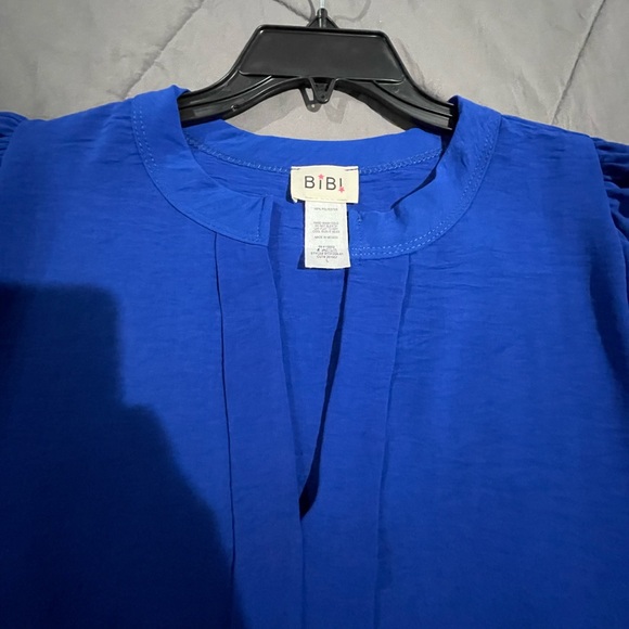 Bibi Royal Blue Slight Puff Sleeve Top - Picture 5 of 5